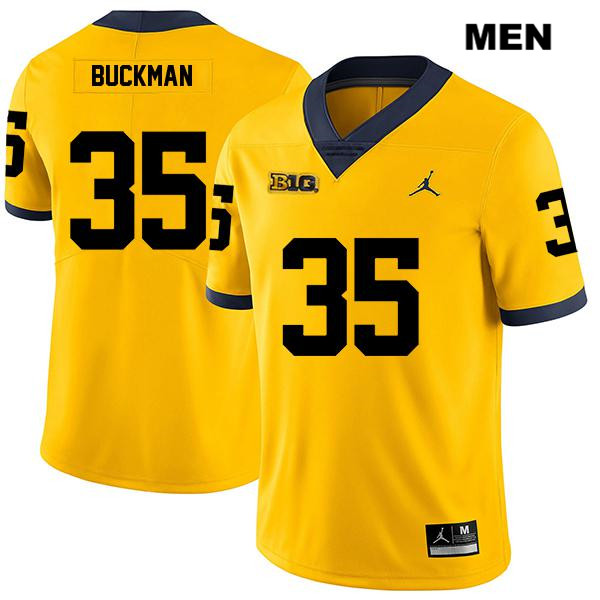 Men's NCAA Michigan Wolverines Luke Buckman #35 Yellow Jordan Brand Authentic Stitched Legend Football College Jersey QG25T31XL